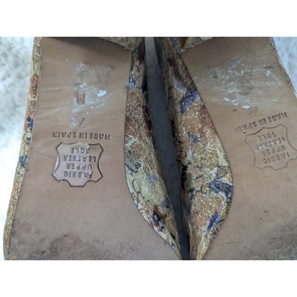 JONES NEW YORK 1998 Yellow Floral Tapestry Heels Pumps Size 7 Made in Spain - Picture 13 of 14